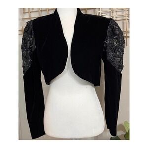 Vintage 80s Zum Zum Black Velvet Bolero Evening Jacket